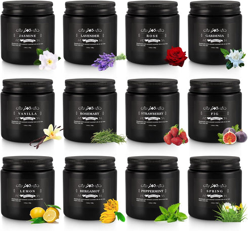 pliadvbu 12PCs Set, 3.05 Black Scented Candles - Aromatherapy Candle Soy Wax Candle for Home Camping & Garden