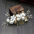 NUOBESTY 4Pcs Wedding Hair Clip Comb, Handmade Bridal Hair Clip, Pearl Floral Leaf Accessories for Women Wedding (White)