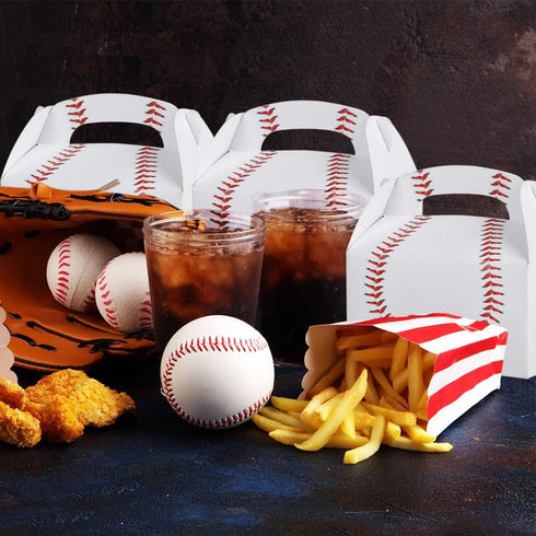 ArtCreativity Baseball Party Favors, Pack of 12 Cardboard Gift Box with Handles for Candy, Cookies, & Toys