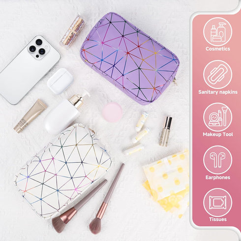 SIDESUGAR Tampon Holder for Purse Period Bag Waterproof Geometric PU Sanitary Napkin Storage Bag Portable Menstrual Cup