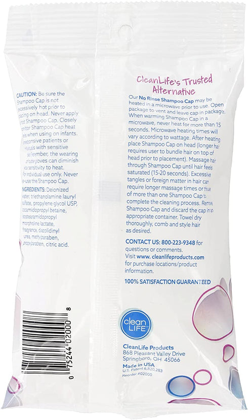 No-Rinse Shampoo Cap by Cleanlife Products, Microwaveable, Rinse-Free, Latex-Free