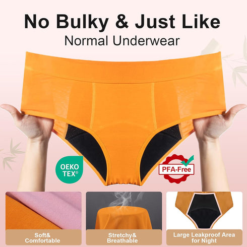 ToVii Leak Proof Period Underwear for Women Heavy Flow Washable Plus Size Period Panties Washable Incontinence