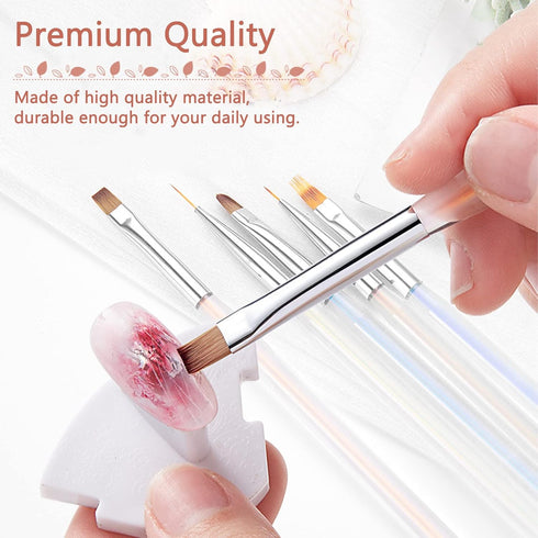 BQAN 5pc Nail Art Brushes - Professional Nail Ombre Brush and Design Painting Brushes Set
