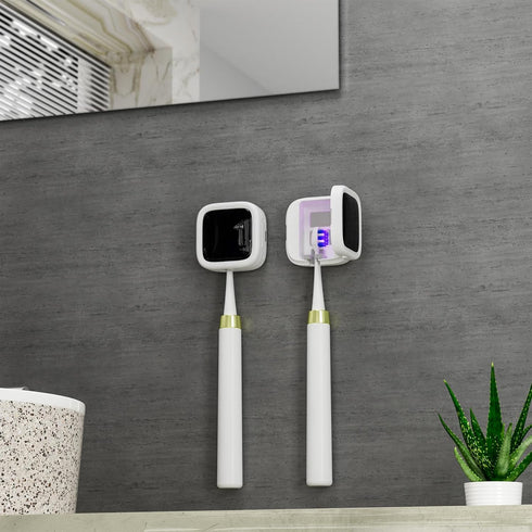 UV Toothbrush Sanitizer Holder, Portable Cleaner Case with Magnetic Holder, Rechargeable for Home & Travel