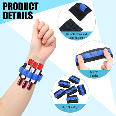 6 Pack Phlebotomy Tube Holder Wristband, Blood Draw Tube Bracelet Strap for 8 Phlebotomy Tubes