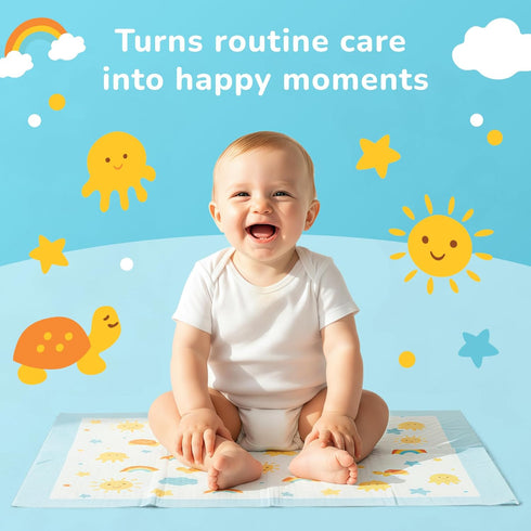 SunnyGuard 13 18 Inches, 50 6 33 46 CM Disposable Changing Pads for Baby x Diaper Changing Pad with Unique Design