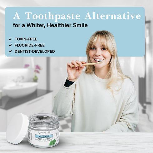 Living Well with Dr. Michelle Remineralizing & Whitening Tooth Powder Cool Mint | Fluoride-Free Hydroxyapatite Formula