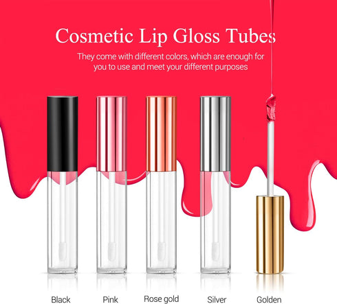 KPX 30 Pcs 10ml Lip Gloss Tube Containers, Clear Pink Lip Oil Tubes, Refillable Lip Balm Bottles for DIY Makeup