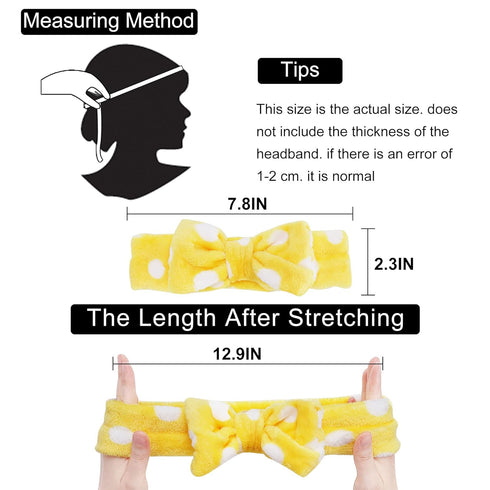 LADES Spa Headband - 6 Pack Makeup Headbands for Women, Bow Hair Band Soft Coral Fleece for Washing Face