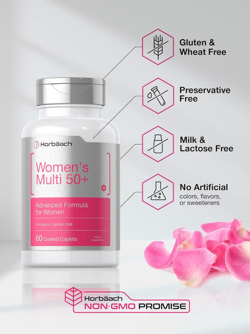 Horbaach Women's Multivitamin 50 Plus, 60 Coated Caplets, Advanced Vitamin Formula