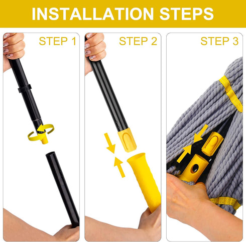 Self Wringing Twist Mop: Wet Mop for Floor Cleaning with 57" Long Handle for Home Office Kitchen (Gray)