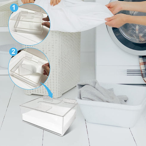 Laundry Detergent Sheets Dispenser, Clear Acrylic Organizer with Lid for Laundry Room