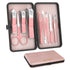 ZIZZON Mini Travel Manicure Set, 10 in 1 Stainless Steel Nail Clipper Grooming Kit with Case, Pink