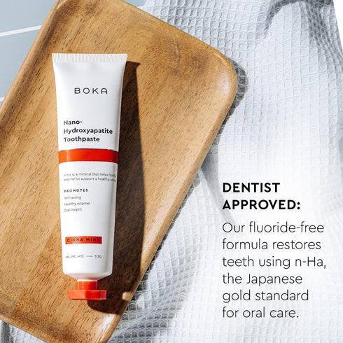 Boka Fluoride Free Toothpaste - Nano Hydroxyapatite, Sensitive Teeth, Whitening - Cinnamon Mint Flavor, 4 Fl Oz 1Pk