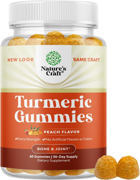 Turmeric Curcumin Immune Support Gummies, Joint Support and Skin Care Supplement