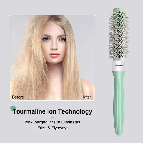 Professional Round Hair Brush for Blow Drying, Ceramic + Ionic Round Brush for Bangs, Blowout, Styling (0.98in)