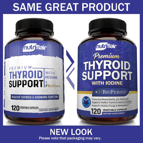 NutriFlair Thyroid Support Complex, 120 Capsules, with Iodine, Black Pepper, Ashwagandha, Vitamin B12