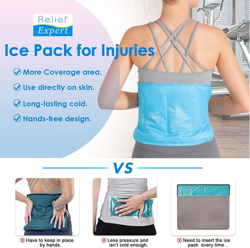 Relief Expert Reusable Ice Pack for Injuries - 16" x 9" Gel Cold Pack for Pain Relief and Swelling