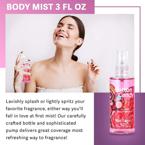 Bath & Body Care Travel Set - Home Spa Set with Shower Gel, Body Lotion, and Fragrance Mist, Valentines Day Gifts for