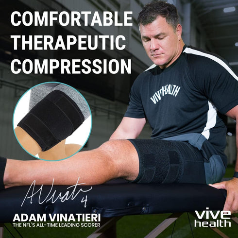 Vive Compression Sleeve Brace for Thigh & Hamstring, 2 Pack, Black - Pain Relief Support Wrap for Sciatica, Hip Flexor,