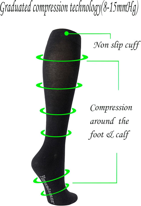 Seamless 9-11,3 Yomandamor Over the Calf Cotton Compression Socks for Women Diabetic Sock Size Pairs