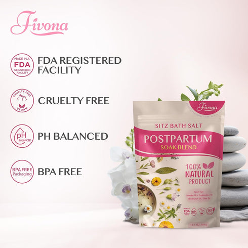 FIVONA Postpartum Soak Blend, Epsom Salt with Essential Oils for Sitz Bath and Perineal Care