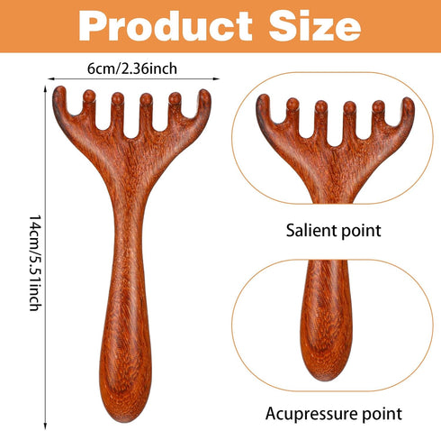 Tweruna 2 6 PCS Wood Scalp Massager, Wooden Massage Comb Claws, Wood Head Massager Scalp Scratcher, Wooden Head Foot