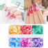 6 Colors Letter Nail Art Glitter Sequins, 3D Holographic English Letter Flake Designs for Acrylic Nails Women DIY