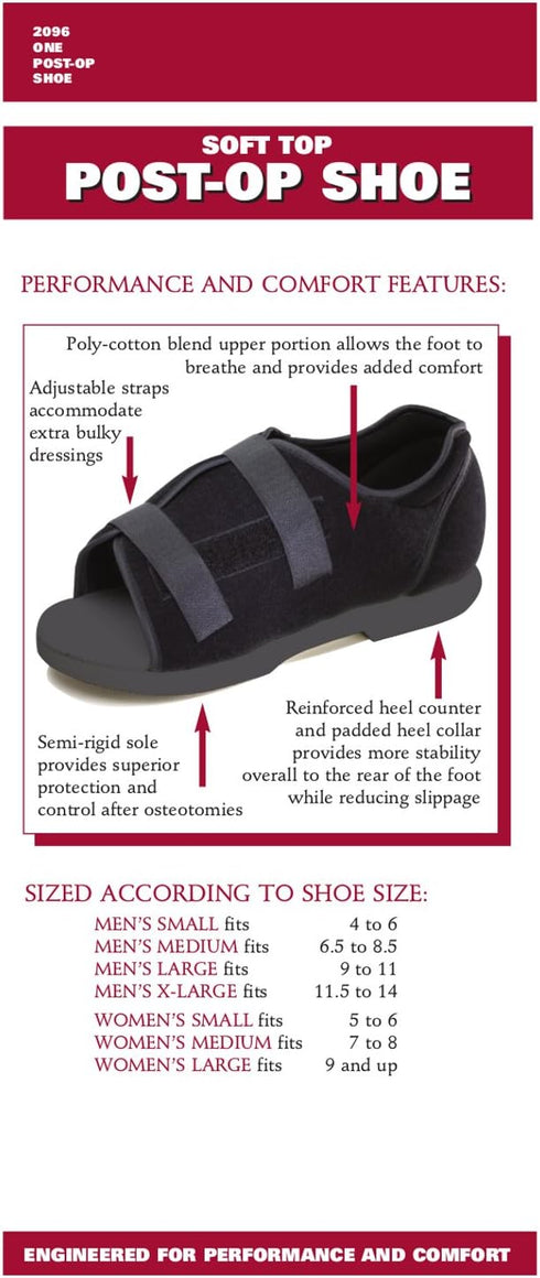 OTC Post-Op Shoe, Soft Top, Medium for Men & Women