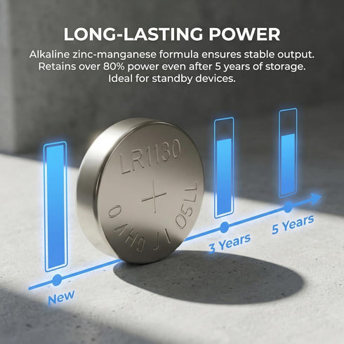 Soyasi LR1130 15 Pack, 1.5V L1131f L1131 SR1130 389/390 G10 LR54 Battery Alkaline Button Cell Coin Cell Watch