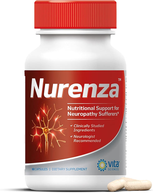 Vita Sciences Nurenza Neuropathy Supplement for Nerve Health, 60 Ct, Natural R-ALA with Vitamins & Antioxidants