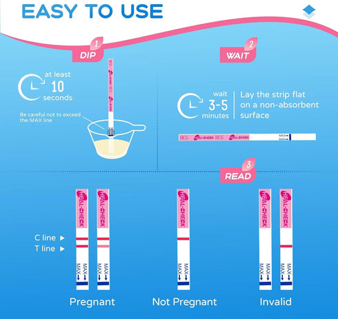 Pregnancy Tests with Cup, 50 Bulk Strips for Home Detection, Over 99% Accuracy, Individually Wrapped