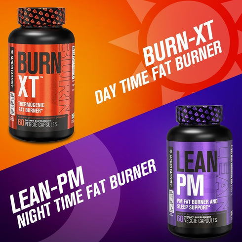 Jacked Factory Lean PM Night Time Fat Burner & Sleep Aid Supplement for Men and Women - 120 Stimulant-Free Veggie Pills