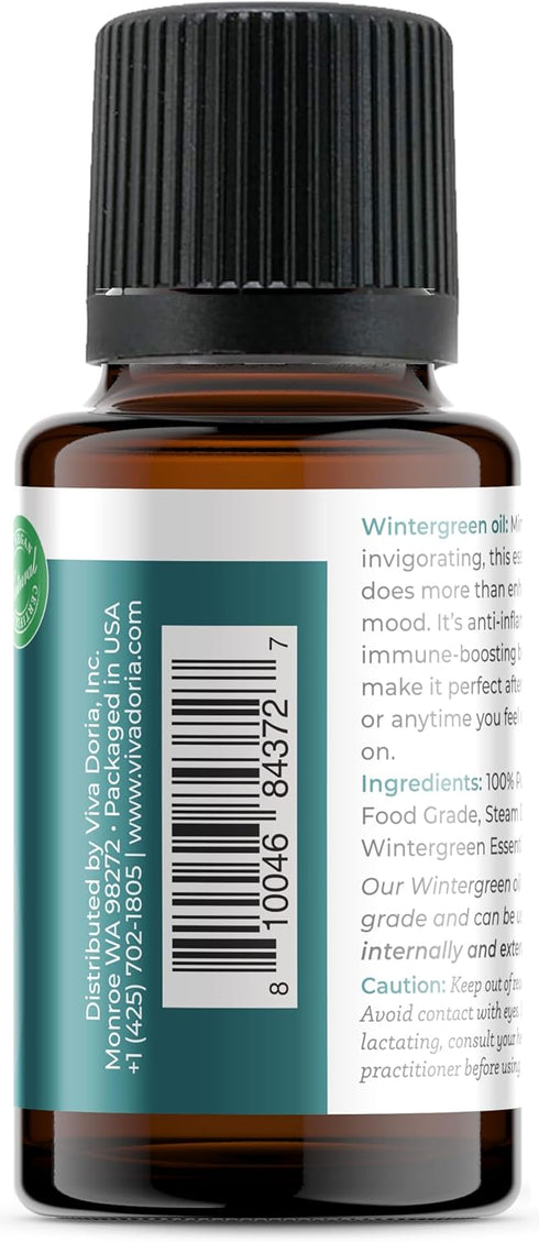 Viva Doria 100% Pure Wintergreen Essential Oil, Undiluted, Food Grade, 15 mL (0.5 Fluid Ounce)