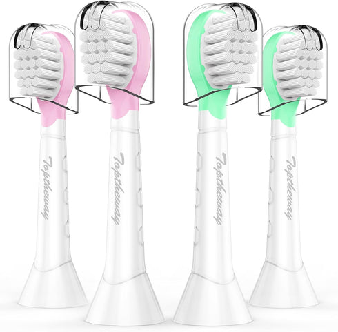 Toptheway Kids Replacement Heads for Philips Sonicare: Kids 3+ Compact Sonic Electric Toothbrush Heads (4 Pack)