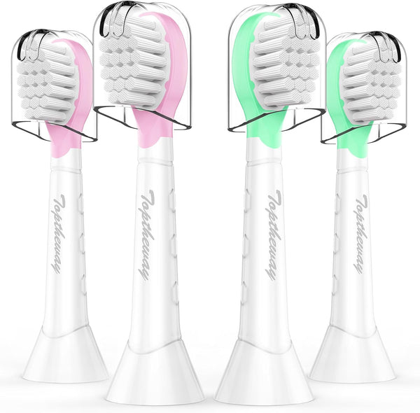 Toptheway Kids Replacement Heads for Philips Sonicare: Kids 3+ Compact Sonic Electric Toothbrush Heads (4 Pack)