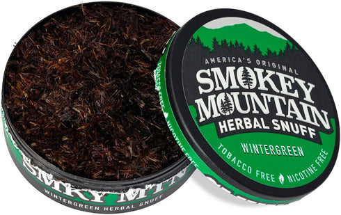 Smokey Mountain Herbal Long Cut - Wintergreen - 1 Can, Tobacco Free and Nicotine Free Snuff