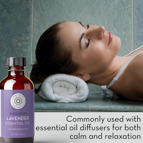 Bulgarian Lavender Essential Oil by Pure Body Naturals, 4 Fluid Ounce, 100% Pure Therapeutic Grade for Diffuser