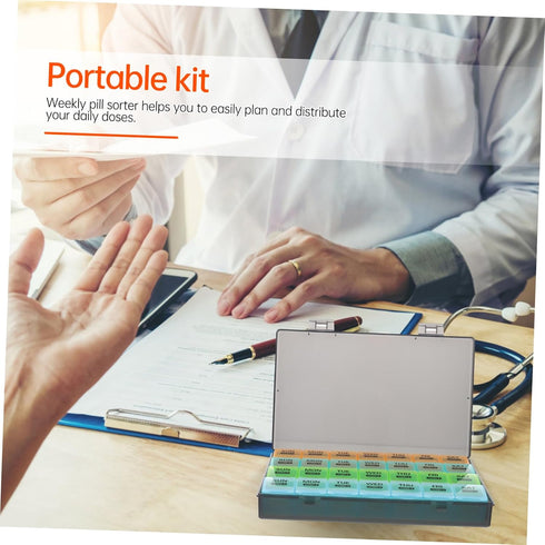 Large Portable Pill Organizer - Durable Weekly Medicine Dispenser
