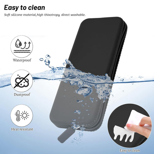 Sakolla Silicone Makeup Brush Holder, Travel Makeup Brush Bag with Zipper Closure, Washable Organizer Case (Black)
