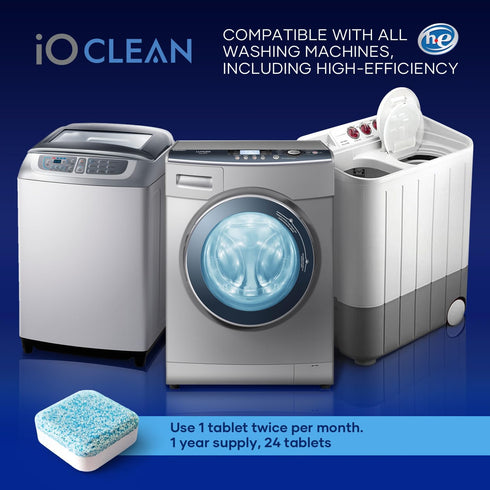 Washing Machine Cleaner and Descaler Tablets, 24 Pcs for HE Front and Top Loaders, Fresh Laundry Supply