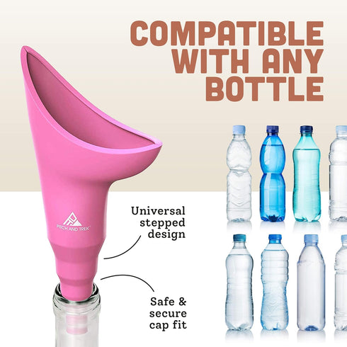 Pitch and Trek Women's Silicone Urination Device for Travel & Outdoor, Color Pink