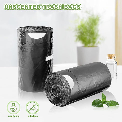 YUFDA 140 Count Small Trash Bags, 4 Gallon Drawstring, Black Bathroom Garbage Bags