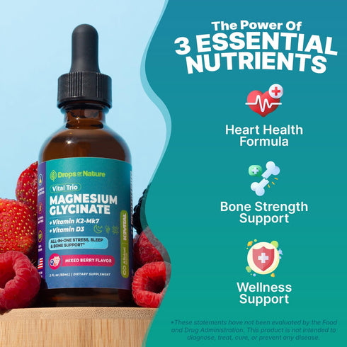 K2 D3 MK7 K2 60 mL) Magnesium Glycinate, Vitamin & Supplement GMO-Free VIT D Vitamin Supplement & Magnesium Blend