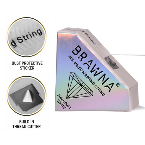 BRAWNA 2 Pack Pro Inked PMU Mapping String for Brow and Lip Measuring - Yellow White (30 Meters Each)