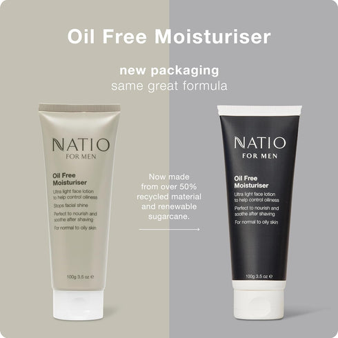 Natio Oil-Free Moisturizer for Men, 3.5 oz - Face Lotion with Shea Butter, Aloe Vera - Face Moisturizer for Normal to Oily Skin - Face Cream for Men