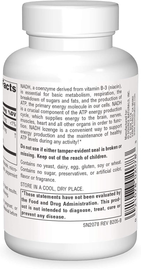 Source Naturals NADH 10mg, Boost Energy and Mental Alertness - 10 Tablets