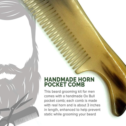 Lucky Franc's Beard Grooming Kit with Japanese Scissors & Handmade Mini Combs for Men, Mustache Trimming