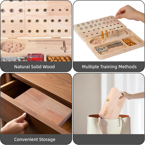 U Tag It 36-Hole Wooden Pegboard for Finger Dexterity, Upgraded Wooden Hand Therapy Peg Board with Multifunctional Test