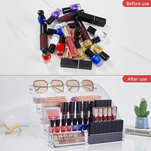 KINGROW Nail Polish Organizer, 72 Bottles Acrylic Display Rack, 6 Layers Makeup Organizer for Essential Oils